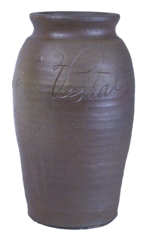 Lot 62: Southern stoneware jar, Jessee Vestal, Washington Co., Virginia, signed and dated