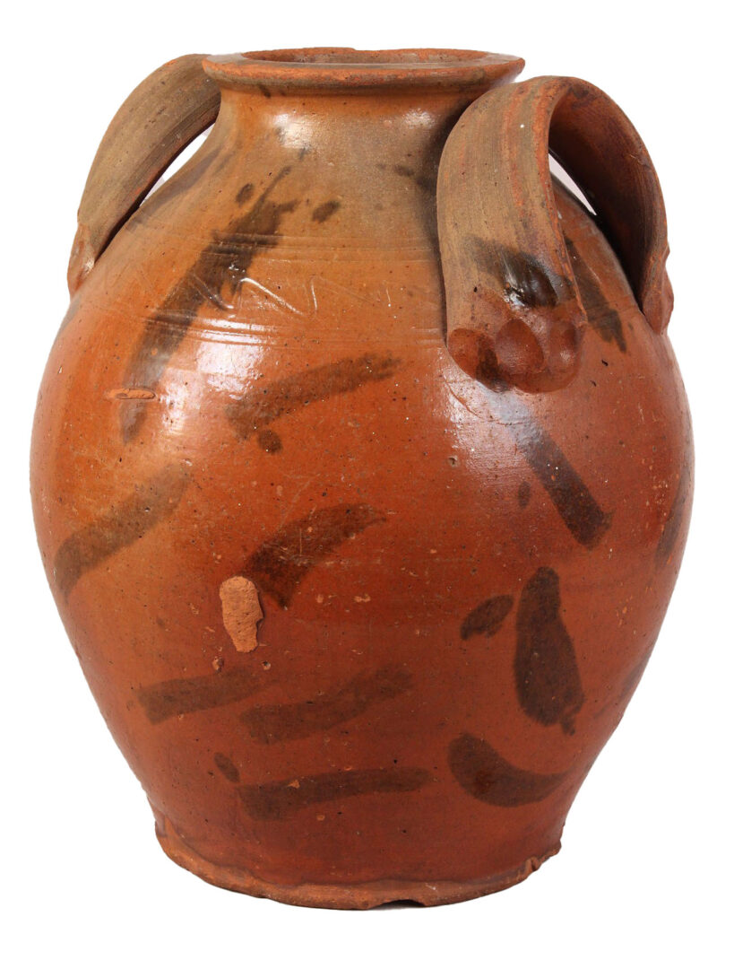 Lot 43: Large East TN redware storage jar, attrib. Cain pottery
