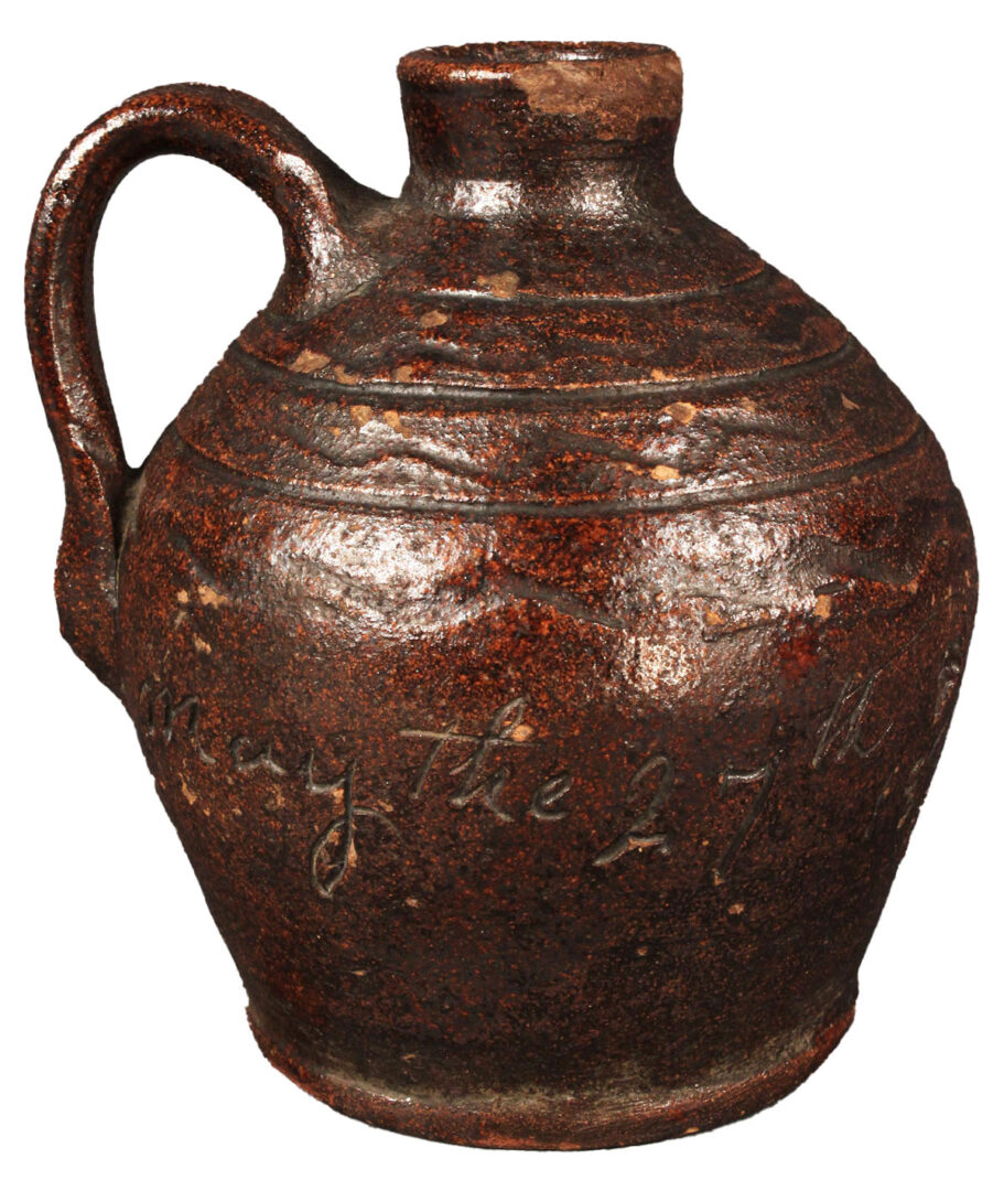 Lot 125: East TN Miniature Redware Jug, G. Mort