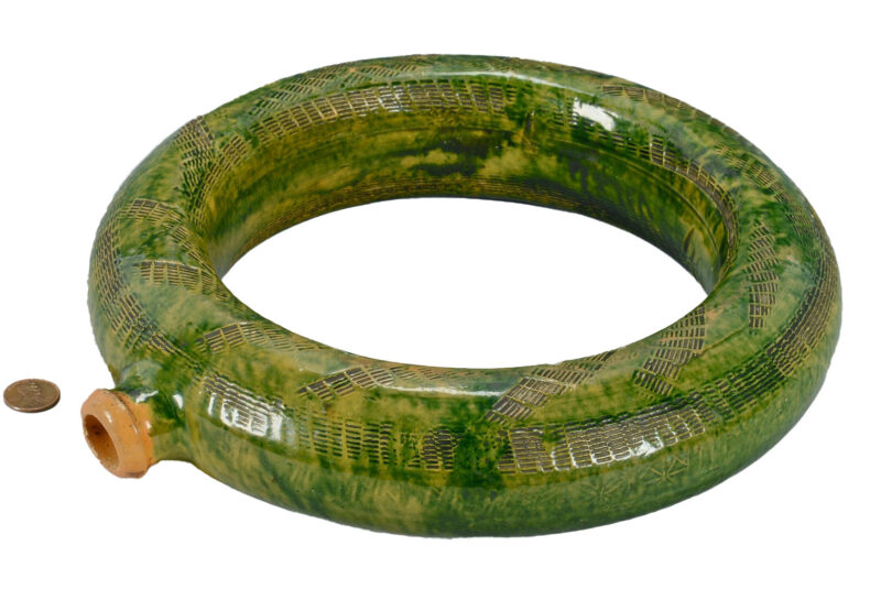 Lot 126: East TN Earthenware Ring Bottle, stamped C.A. Haun