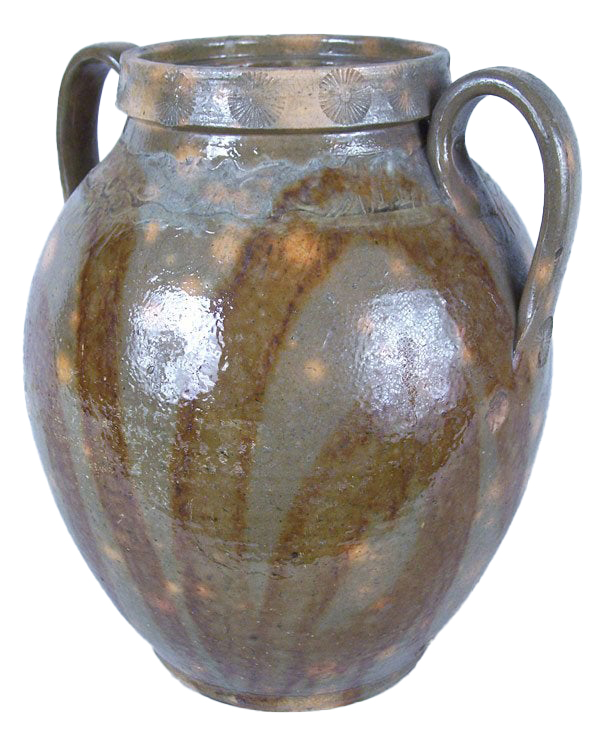 Lot 38: Rare Tennessee redware jar, stamped C A Haun