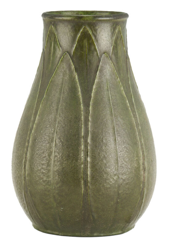 Lot 523: Tall Grueby Art Pottery Vase, Marie Seaman