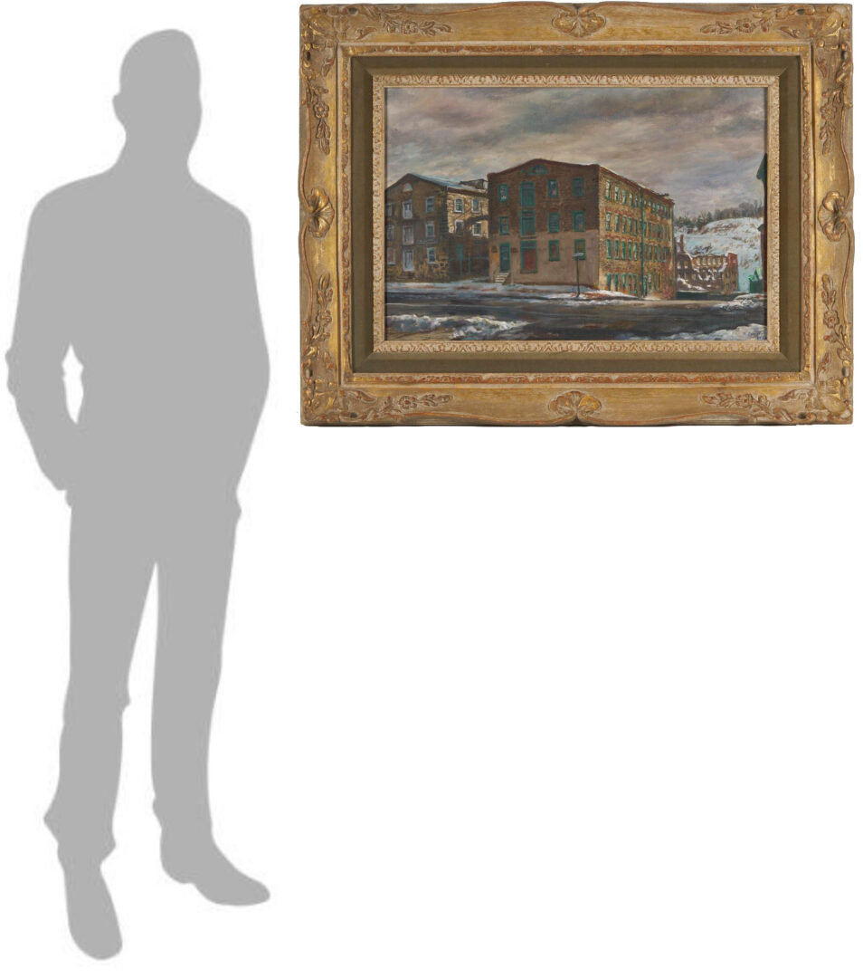 Lot 123: Francis Speight O/C Exhibited Philadelphia Cityscape, Blantyre Mills, Manayunk
