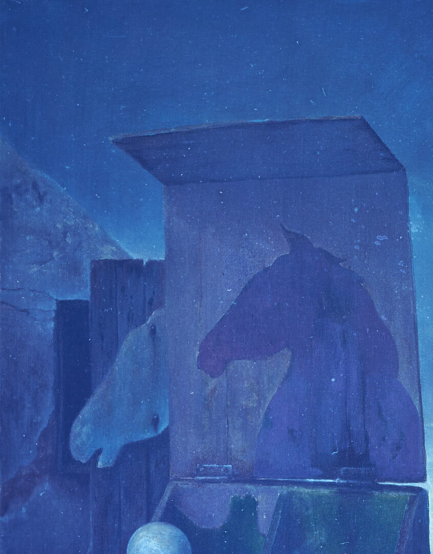 Lot 396: Samuel Bak Exhibited Surrealist Painting, The Origins of the Endgame