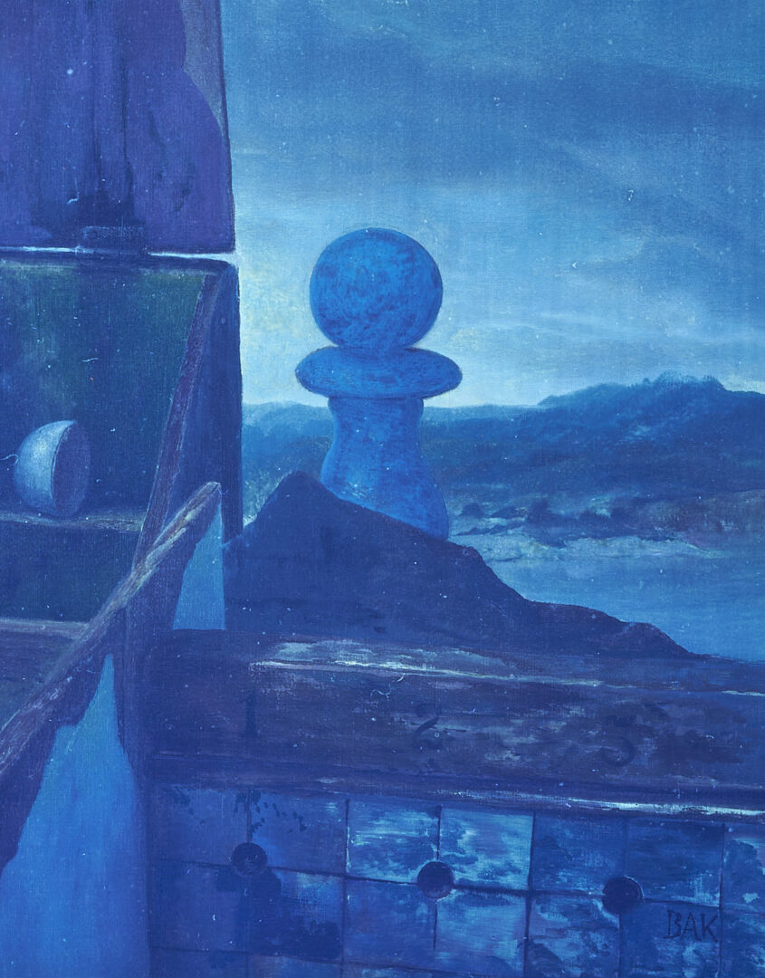 Lot 396: Samuel Bak Exhibited Surrealist Painting, The Origins of the Endgame