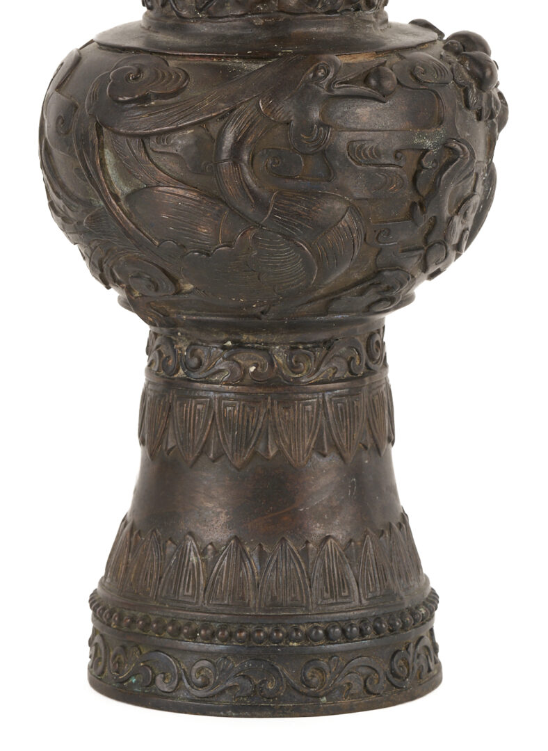 Lot 6: Pair of Chinese Bronze Beaker Vases