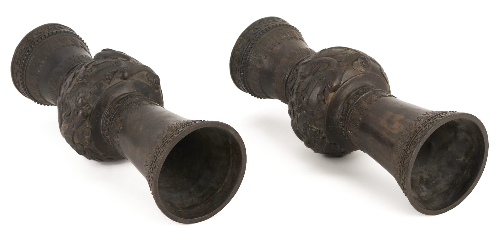 Lot 6: Pair of Chinese Bronze Beaker Vases