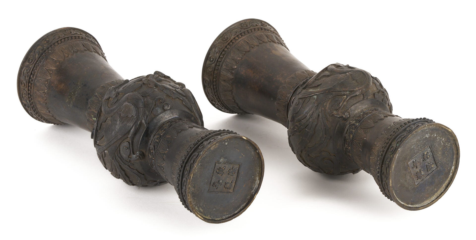 Lot 6: Pair of Chinese Bronze Beaker Vases