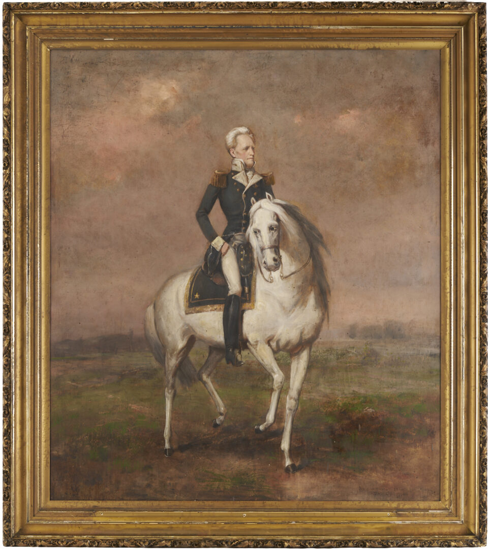 Lot 166: Large Lloyd Branson Painting, Andrew Jackson Astride Sam Patch, After Ralph Earl