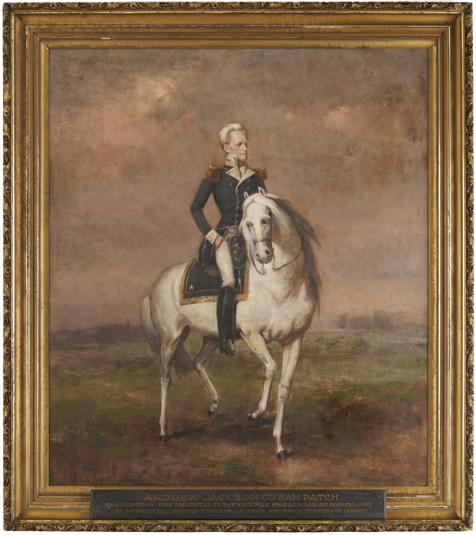 Lot 166: Large Lloyd Branson Painting, Andrew Jackson Astride Sam Patch, After Ralph Earl