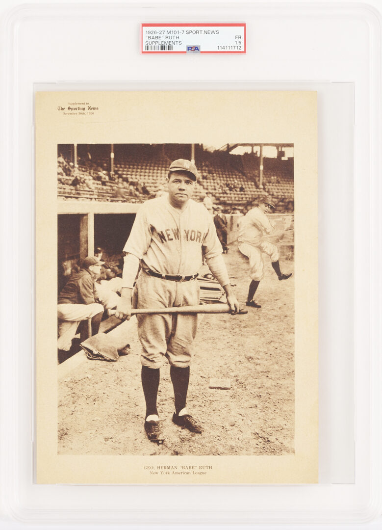 Lot 579: Babe Ruth M101-7 Sporting News Baseball Supplemental Series; PSA Graded