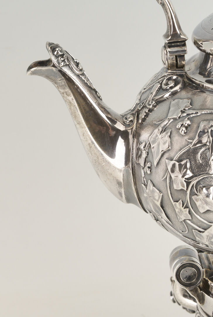 Lot 75: Antique 6 pc. Tiffany Sterling Silver Tea Set, Ivy Chased Pattern
