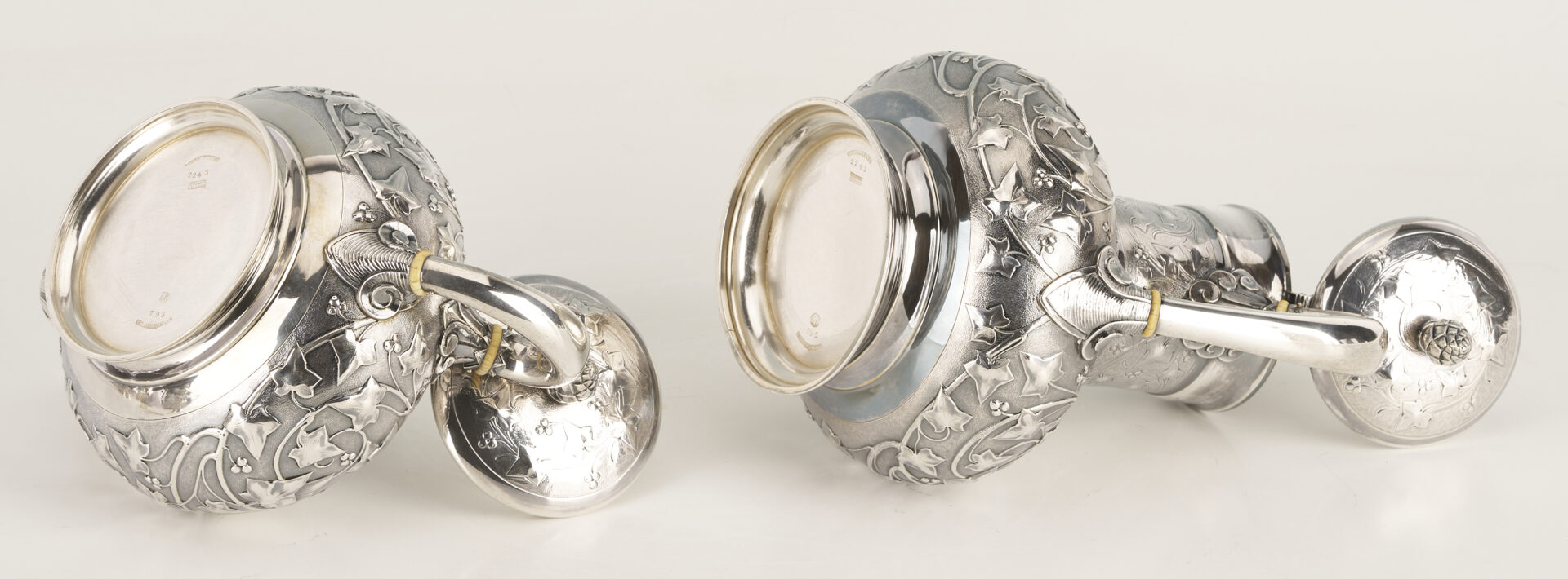 Lot 75: Antique 6 pc. Tiffany Sterling Silver Tea Set, Ivy Chased Pattern