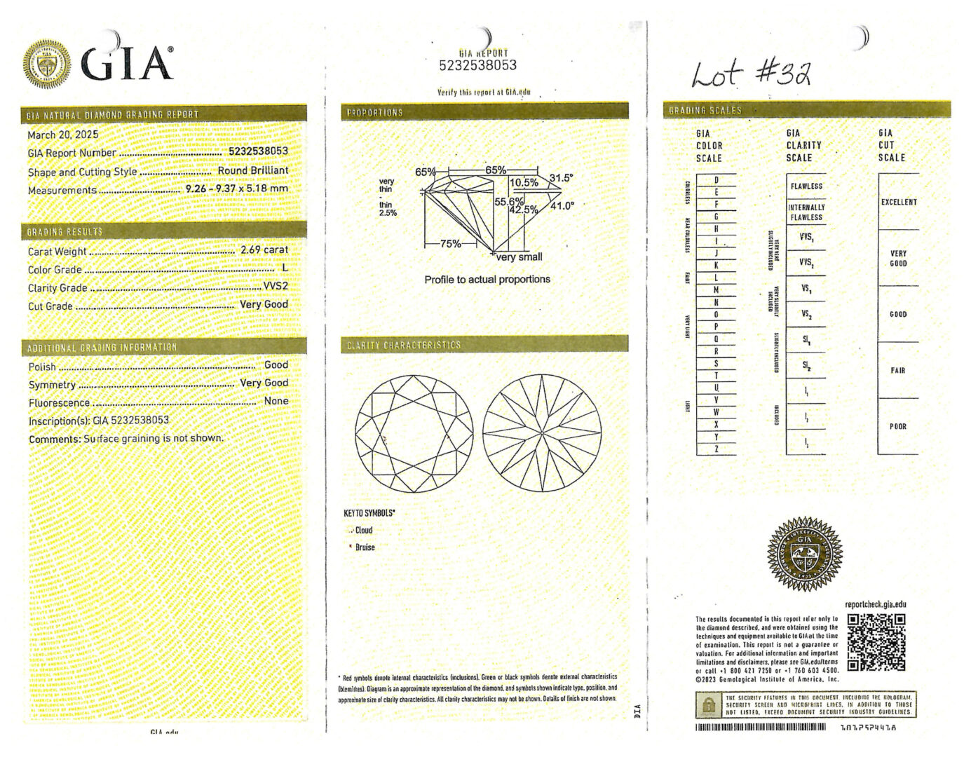 Lot 32: 2.69 Ct. Diamond Engagement Ring & Jacket, GIA Report