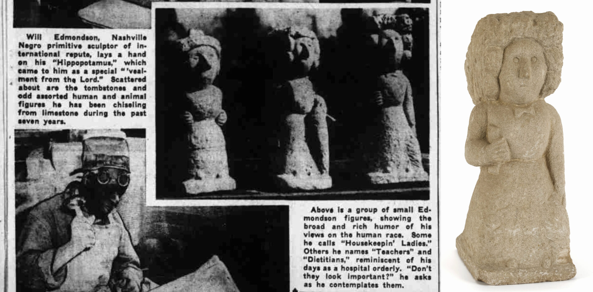 Lot 196: William Edmondson  School Teacher Sculpture, Exhibited