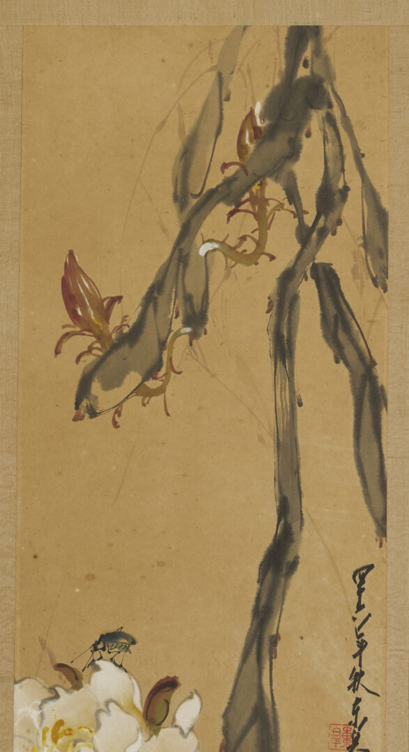 Lot 695: 3 Chinese Bird & Flower Paintings Attrib. Li Manshi