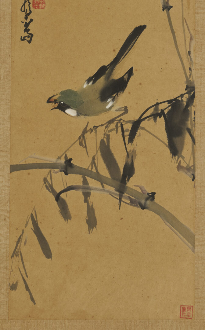 Lot 695: 3 Chinese Bird & Flower Paintings Attrib. Li Manshi