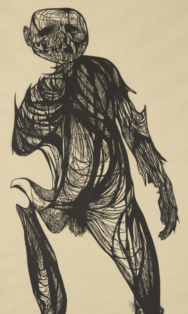 Lot 734: Monumental Leonard Baskin Woodcut, Hydrogen Man