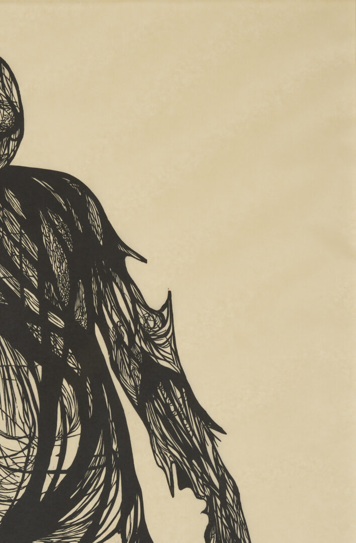 Lot 734: Monumental Leonard Baskin Woodcut, Hydrogen Man