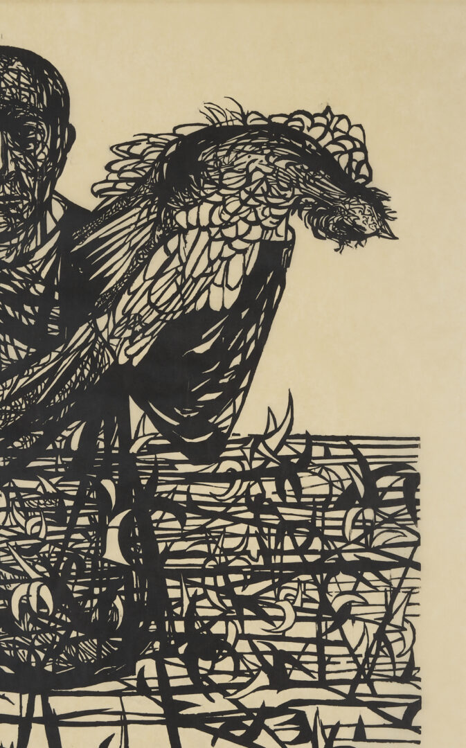 Lot 733: Monumental Leonard Baskin Woodcut, Man of Peace