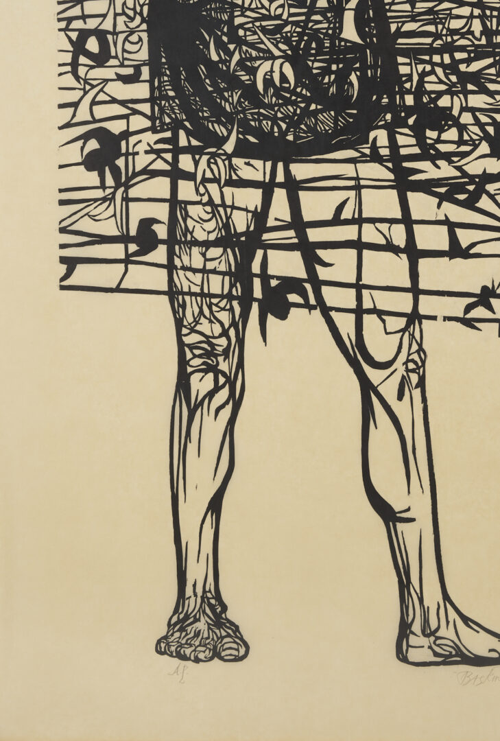 Lot 733: Monumental Leonard Baskin Woodcut, Man of Peace