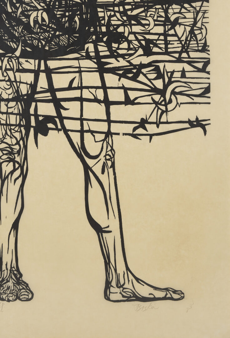Lot 733: Monumental Leonard Baskin Woodcut, Man of Peace