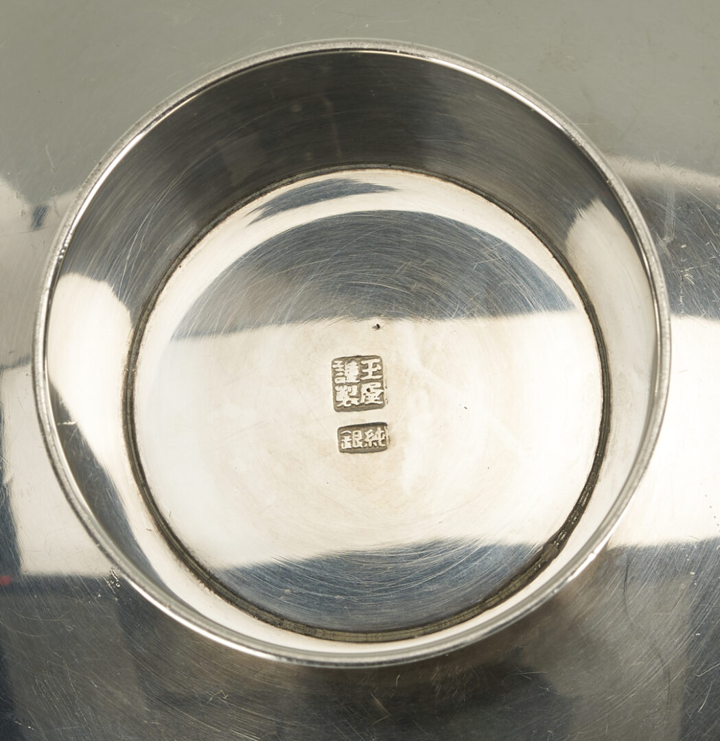 Lot 899: Japanese Silver Sake Bowl Set 3 pc
