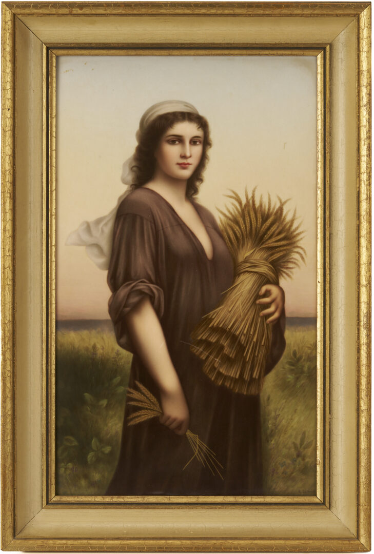 Lot 113: Large KPM Porcelain Plaque, Ruth or The Gleaner after Landelle