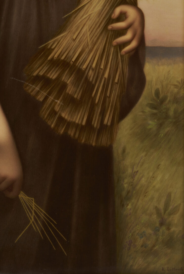 Lot 113: Large KPM Porcelain Plaque, Ruth or The Gleaner after Landelle