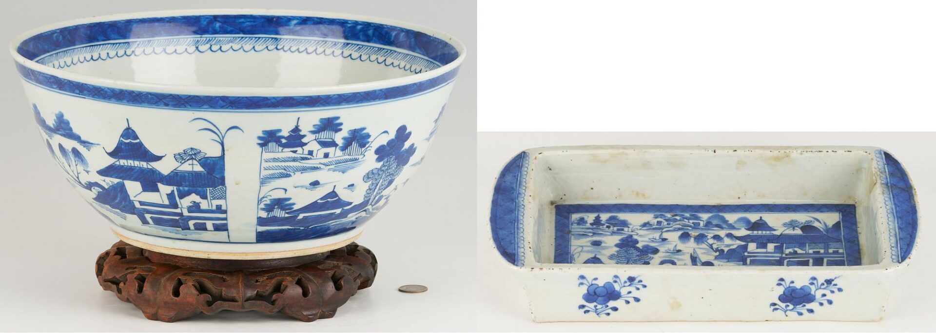 Lot 15: Large Chinese Canton Punch Bowl plus Bulb Dish