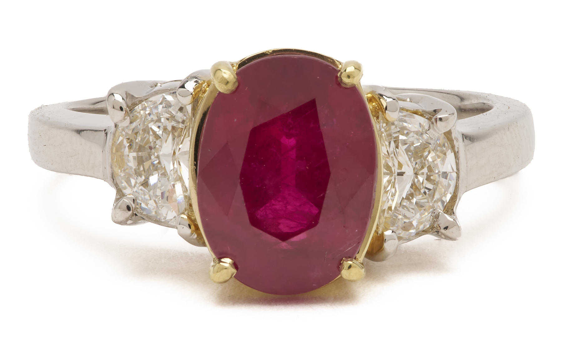 Lot 44: Platinum & 18K Madagascar 3.20 Carat Ruby & Diamond Ring, GIA Report