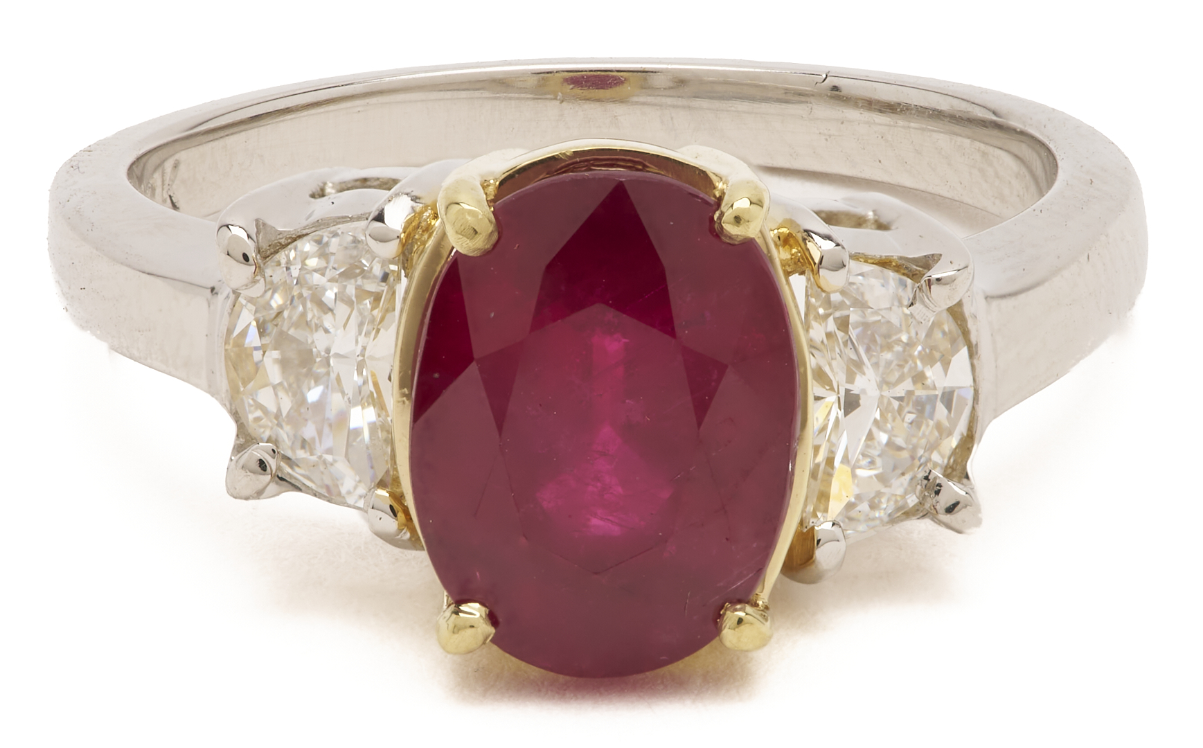 Lot 44: Platinum & 18K Madagascar 3.20 Carat Ruby & Diamond Ring, GIA Report