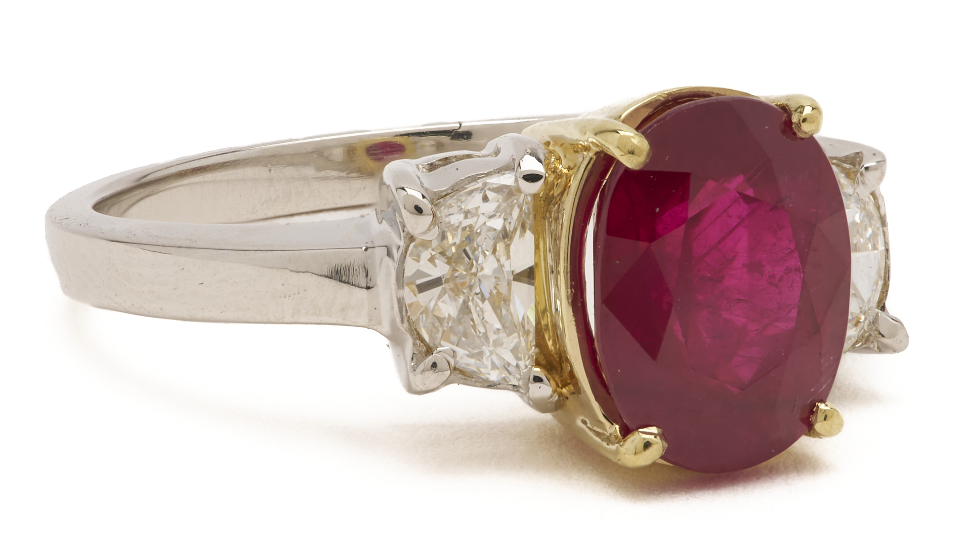 Lot 44: Platinum & 18K Madagascar 3.20 Carat Ruby & Diamond Ring, GIA Report