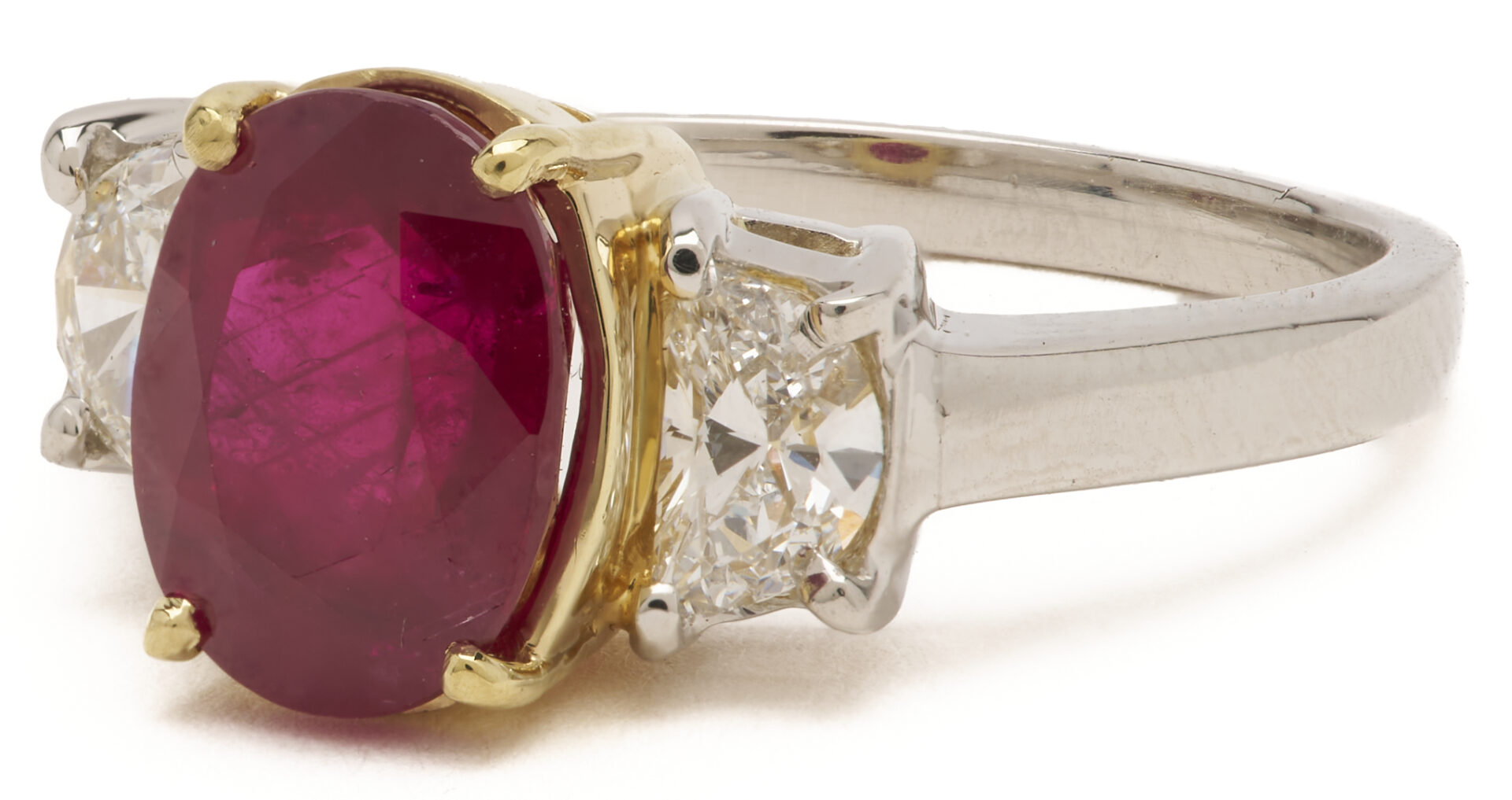 Lot 44: Platinum & 18K Madagascar 3.20 Carat Ruby & Diamond Ring, GIA Report