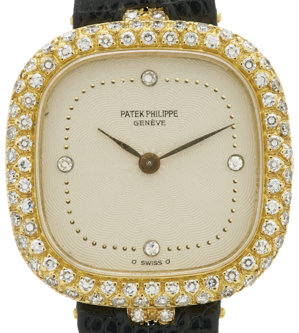 Lot 46: Ladies 18K Gold & Diamond Set Patek Phillipe Wrist Watch,  Model 4503