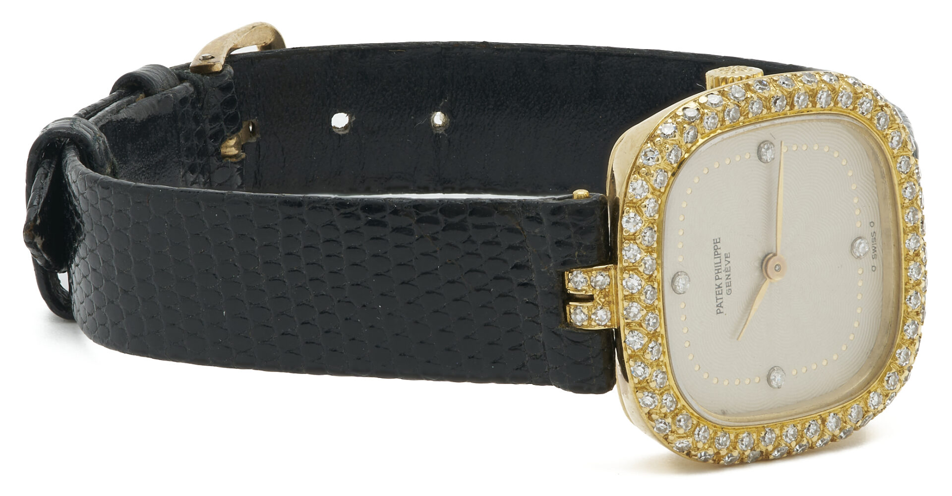 Lot 46: Ladies 18K Gold & Diamond Set Patek Phillipe Wrist Watch,  Model 4503