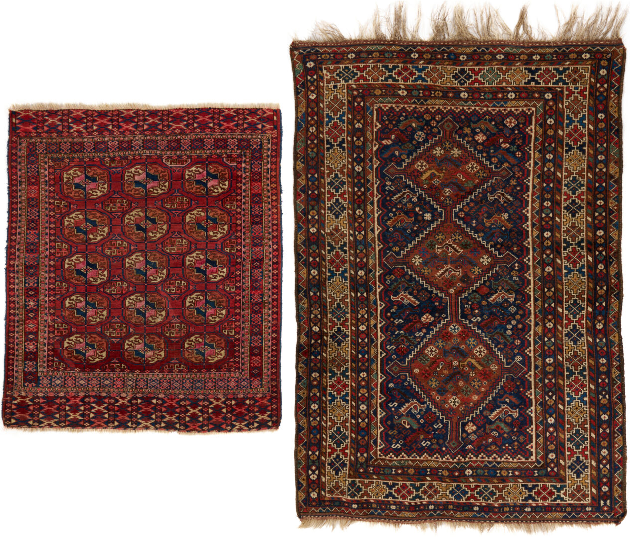 Lot 265: 2 Late 19th Century Tribal Rugs, Turkoman & Persian Qashqai