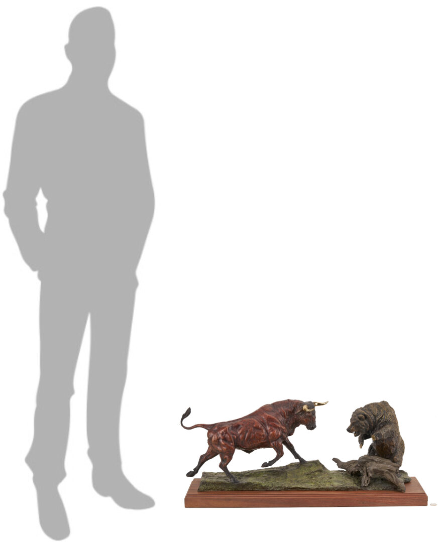 Lot 470: Lorenzo Ghiglieri Bronze Sculpture, Powerful Exchange