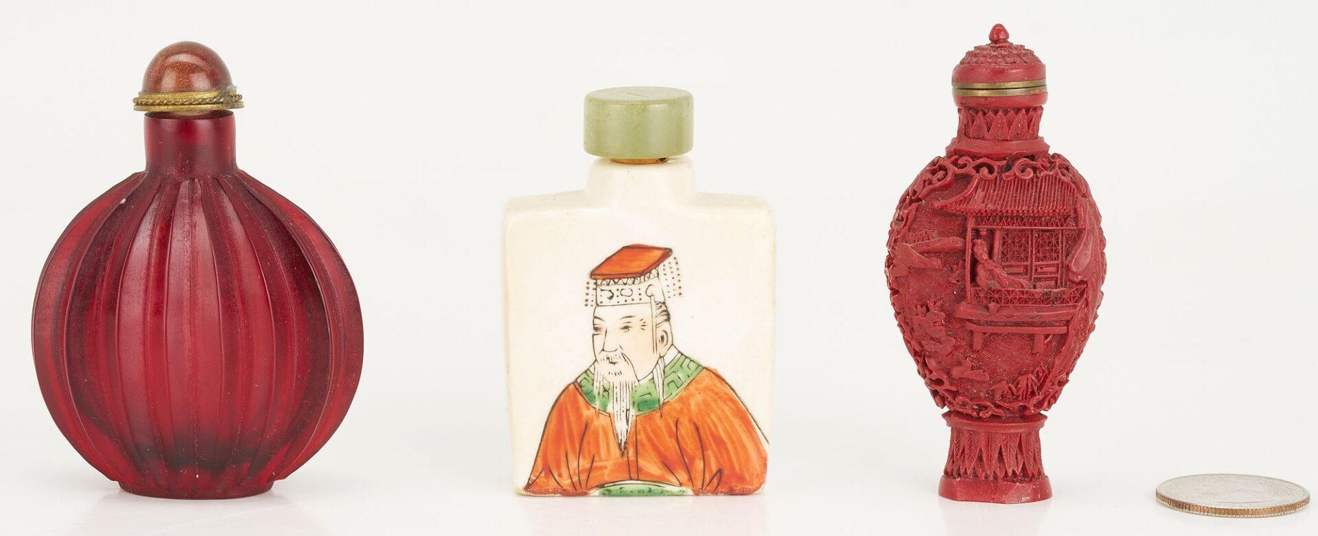 Lot 1000: 3 Asian Snuff Bottles incl. Portraits