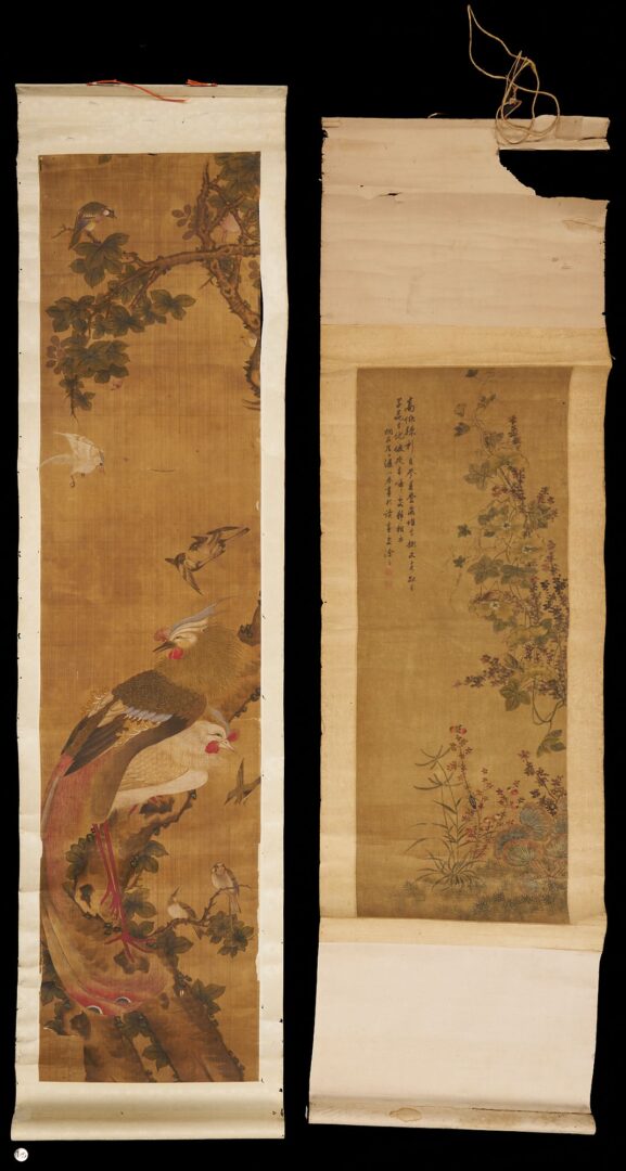 Lot 1001: 2 Scrolls including Follower of Jiang Tingxi, Chinese Birds
