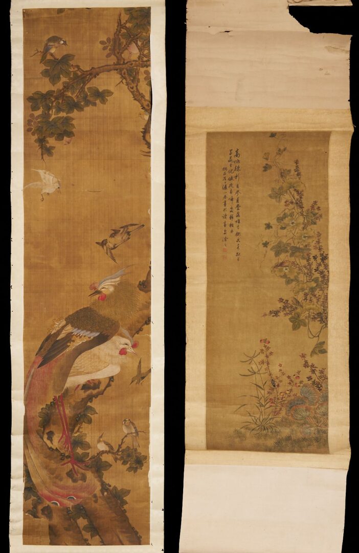 Lot 1001: 2 Scrolls including Follower of Jiang Tingxi, Chinese Birds