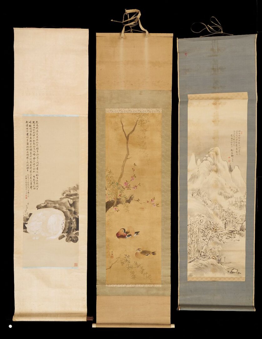Lot 1002: 3 Asian Scrolls  including Cat and Ducks