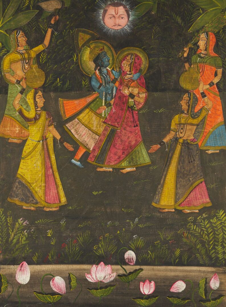 Lot 1005: Large Indian Pichhavai Painting, Krishna and Radha
