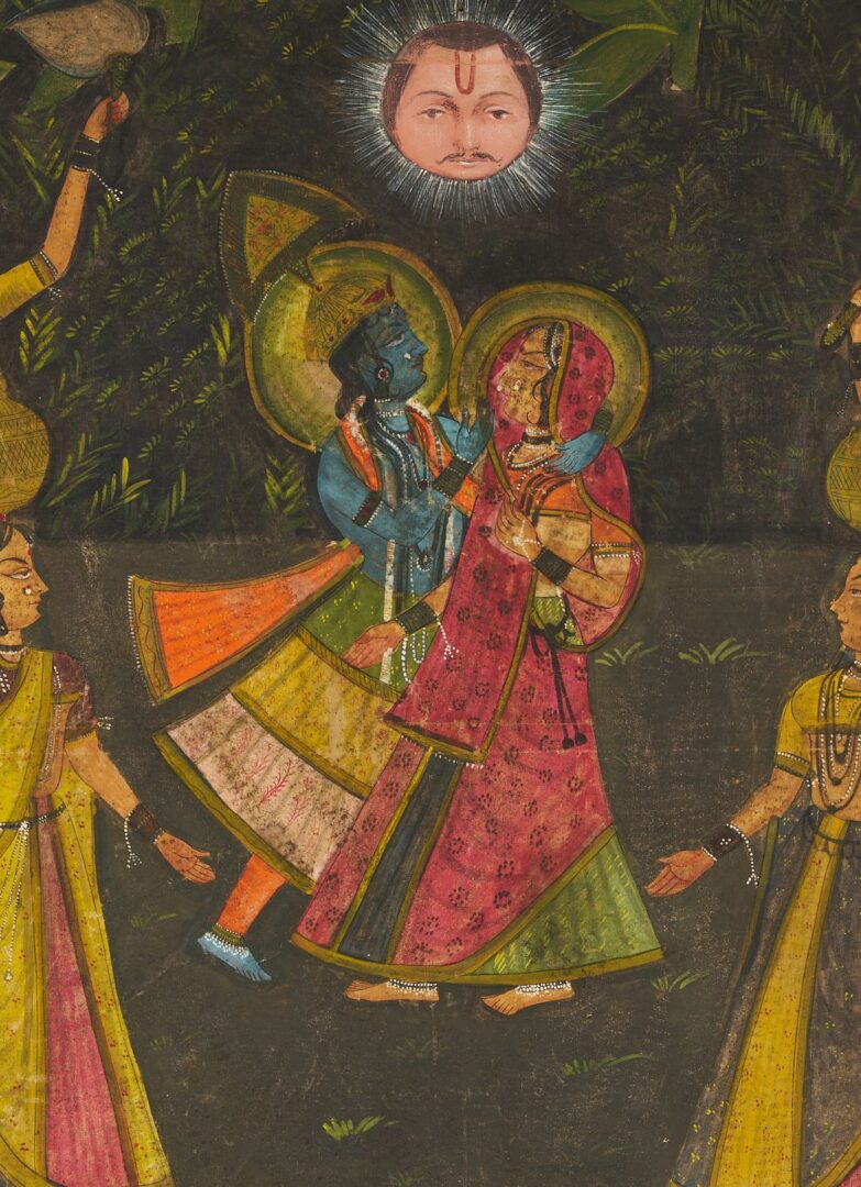 Lot 1005: Large Indian Pichhavai Painting, Krishna and Radha