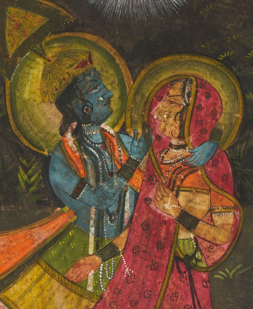 Lot 1005: Large Indian Pichhavai Painting, Krishna and Radha