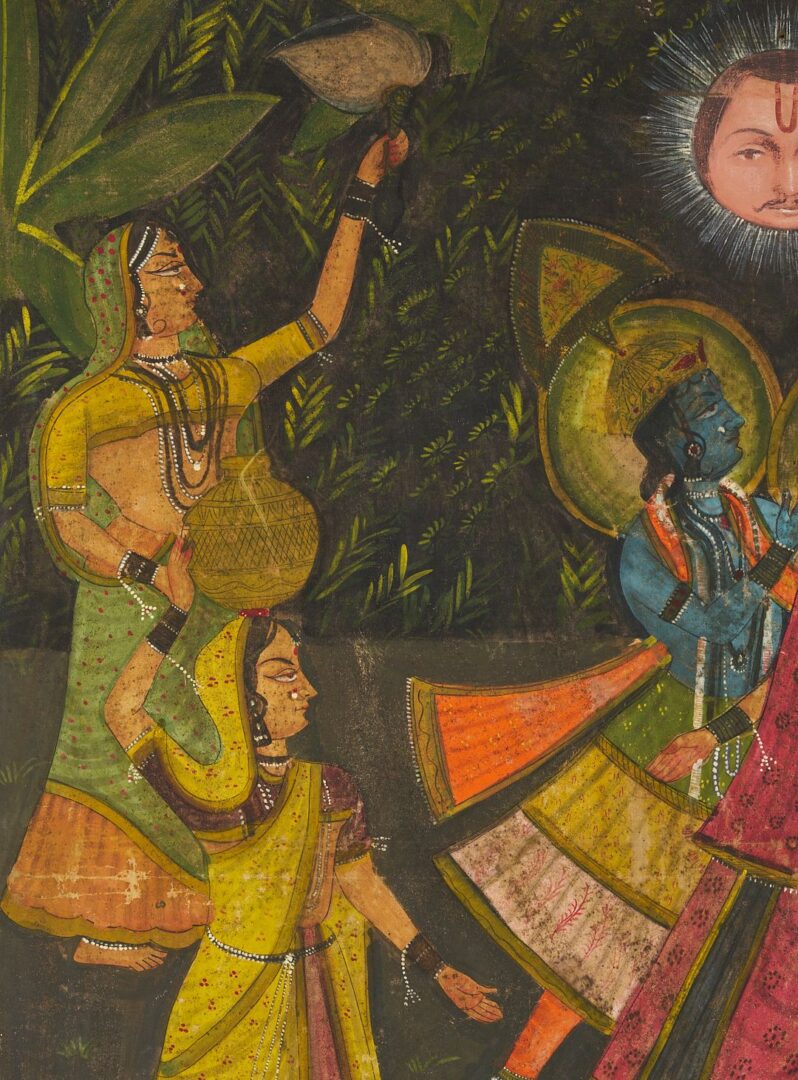 Lot 1005: Large Indian Pichhavai Painting, Krishna and Radha
