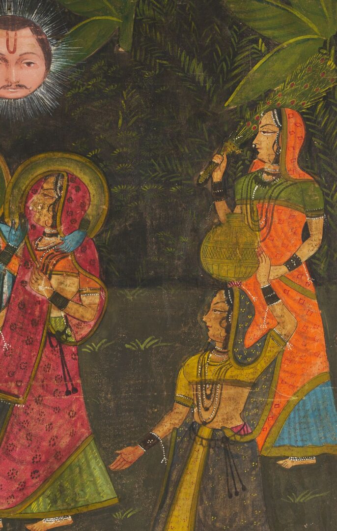 Lot 1005: Large Indian Pichhavai Painting, Krishna and Radha