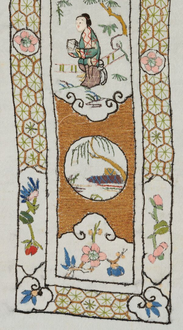Lot 1006: Two (2) Japanese Tansu Boxes, 1 Signed Miniature Lacquer Box & Pr. Chinese Silk Textiles