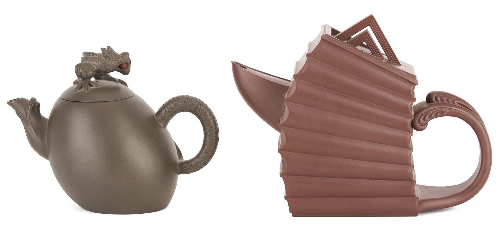 Lot 1009: 2 Yixing Teapots Incl. Dragon Egg,  Ni Shunsheng & Chen Guoliang