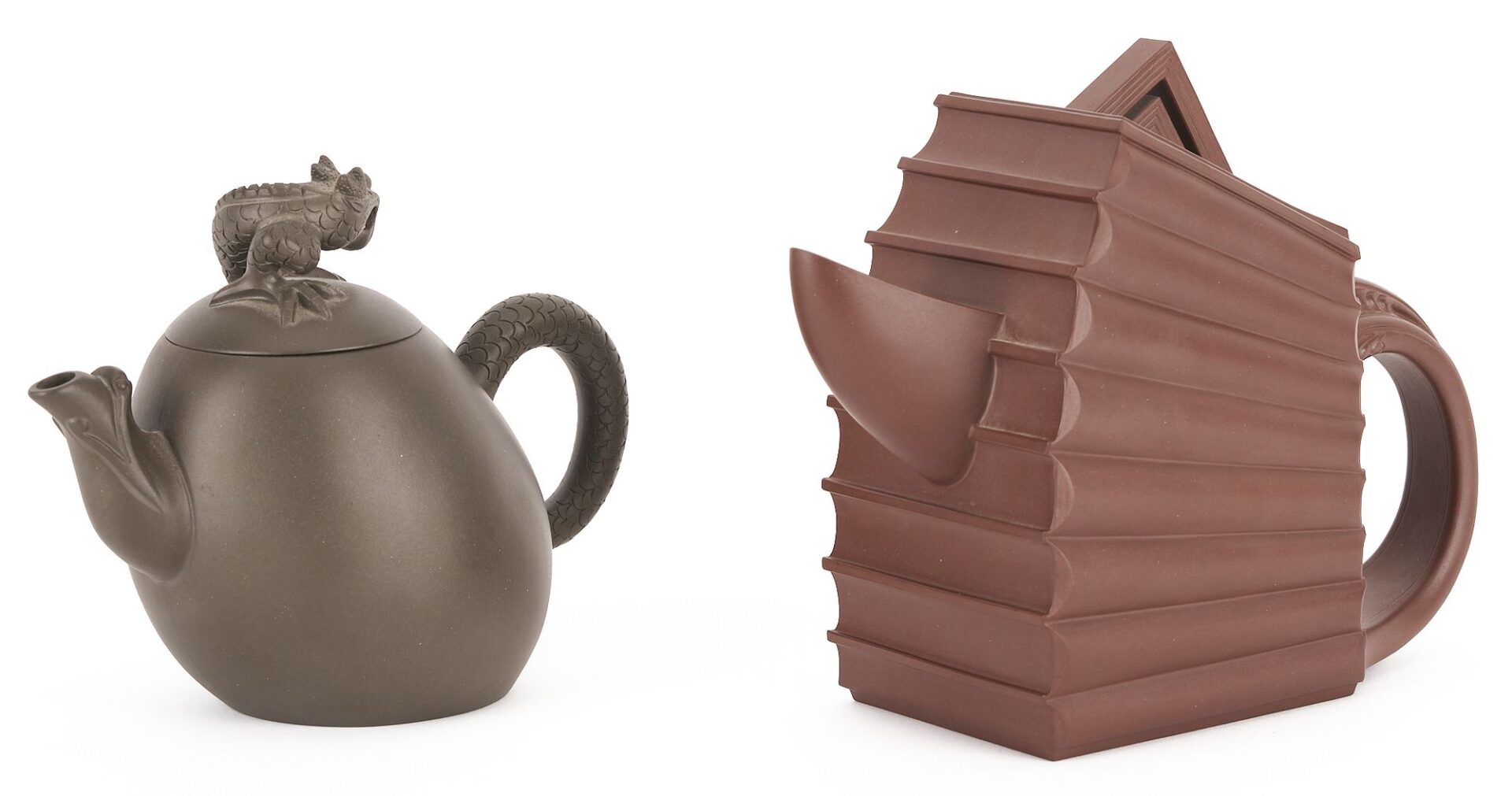Lot 1009: 2 Yixing Teapots Incl. Dragon Egg,  Ni Shunsheng & Chen Guoliang